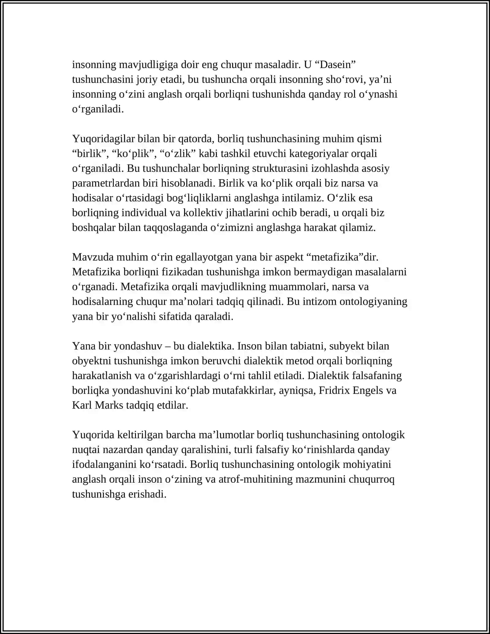 Borliq Tushunchasining Tahlili 4