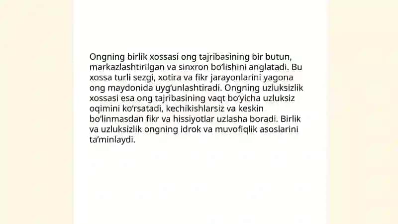 Ong va ong osti kontsepsiyalari. Ongning xossalari 4