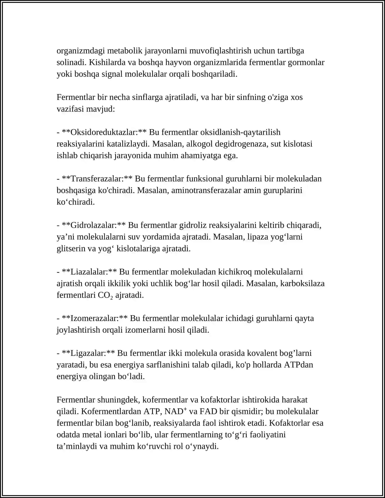 FERMENTLAR VA ULARNING TA'SIR ETISH MEHANIZIMI 4