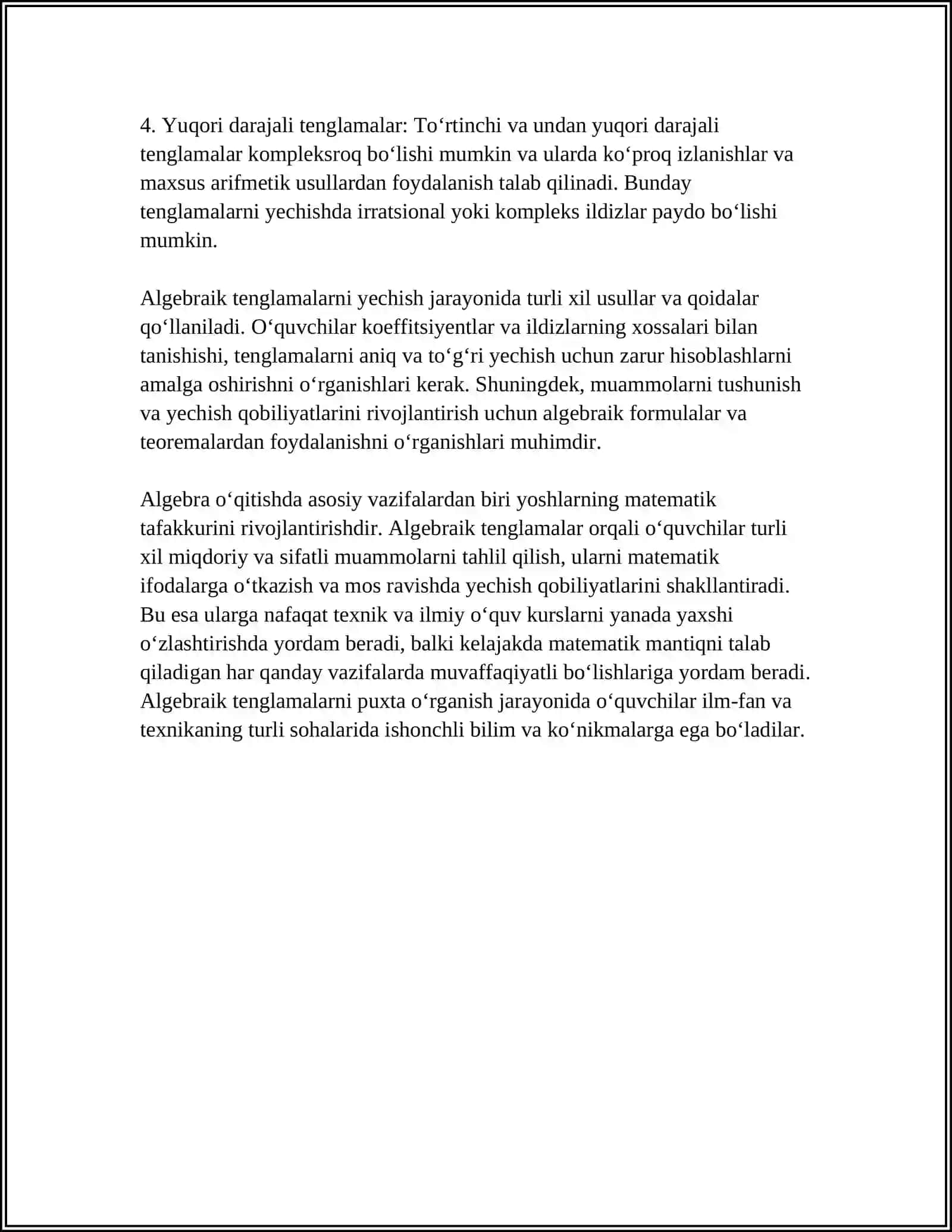 3- SINFDA MATEMATIKA FANIDAN TOʻGARAK MASHGʻULOTLARINI TASHKIL ETISH METODIKASI 4