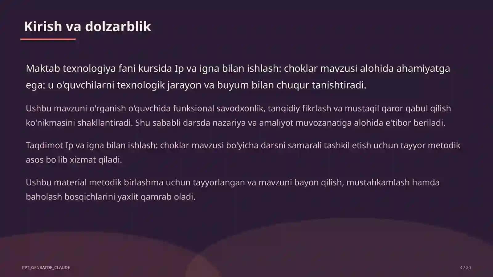 Ip va igna bilan ishlash: choklar (3-sinf) 4