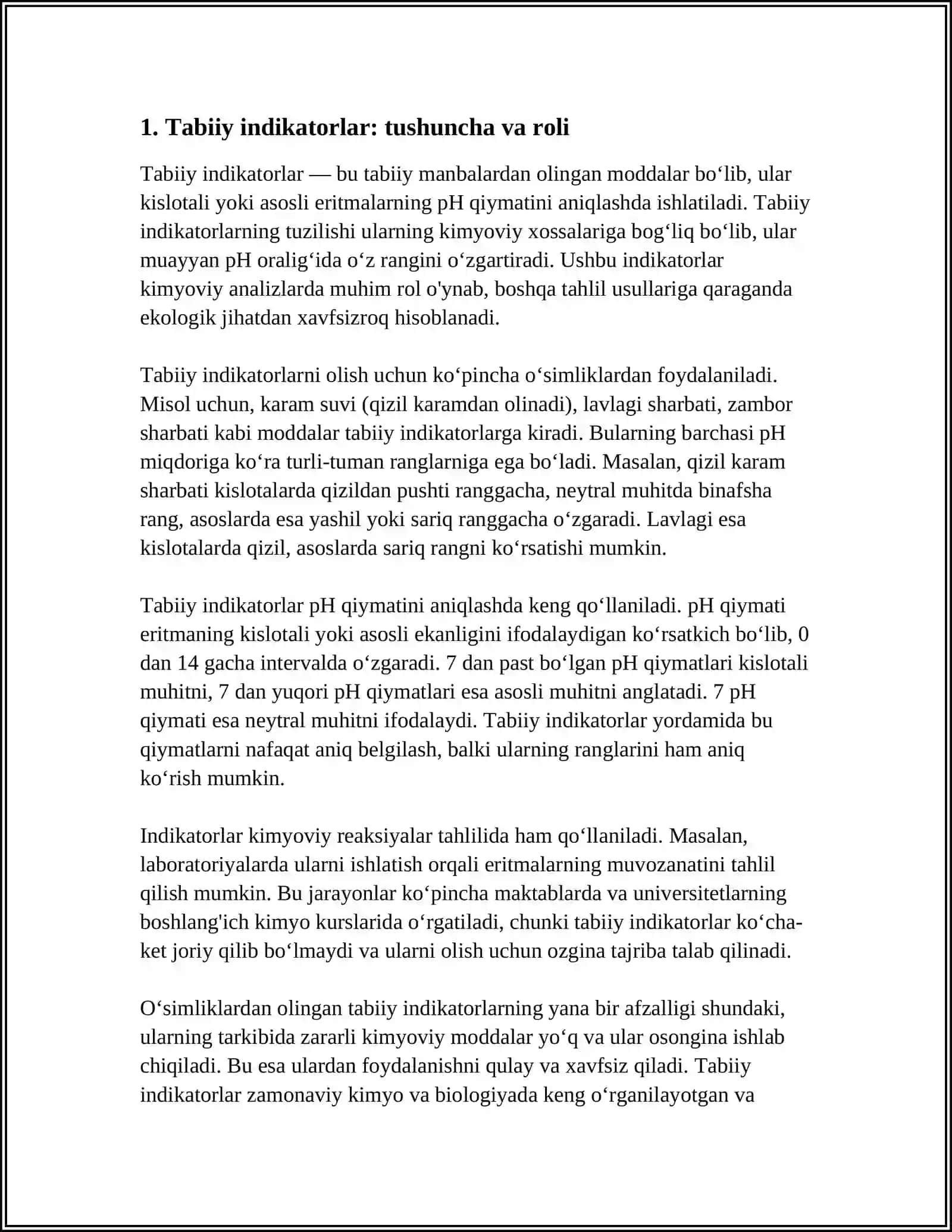 RANGLAR TILIDA KIMYO. TABIIY INDIKATORLAR YORDAMIDA KISLOTA VA ASOSLARNI ANIQLAYMIZ 4