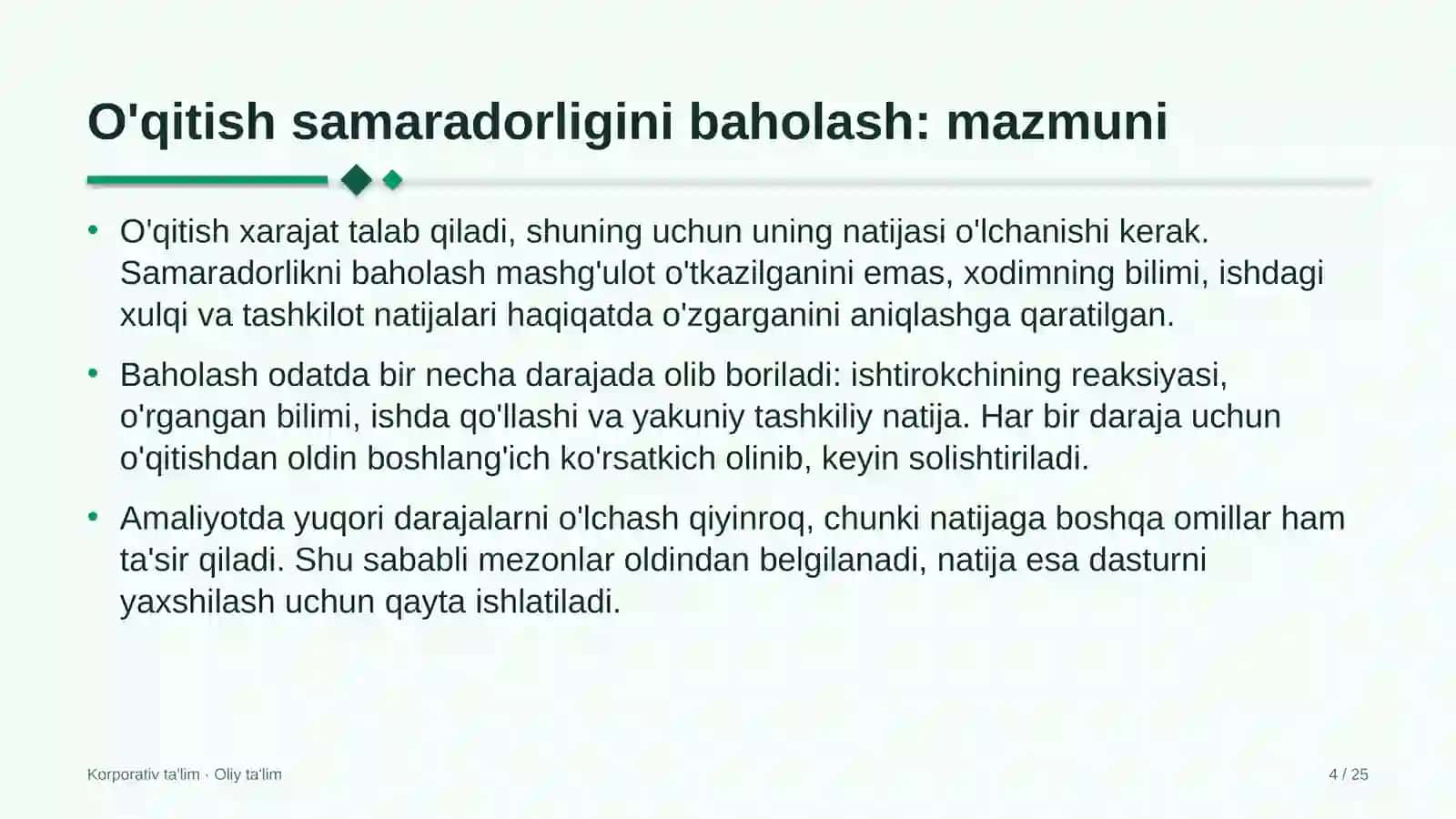 Quyonchilikda o'qitish samaradorligini baholash 4