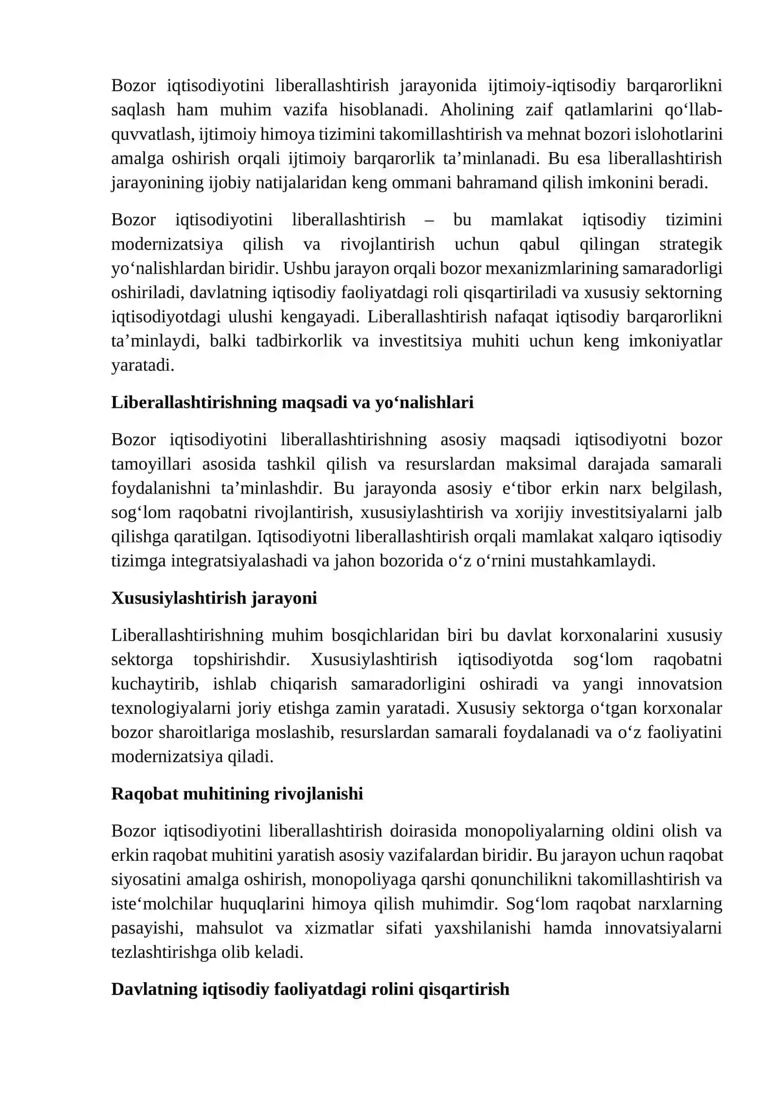 Raqobatbardosh iqtisodiyotni shakillantirish borasida amalga oshirilayotgan islohotlar 4