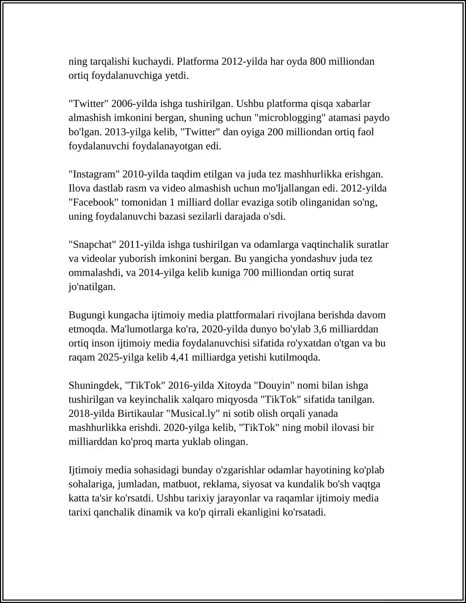MUSTAQIL ISH Mavzu: IJTIMOIY MEDIA SHAKLLARI 4