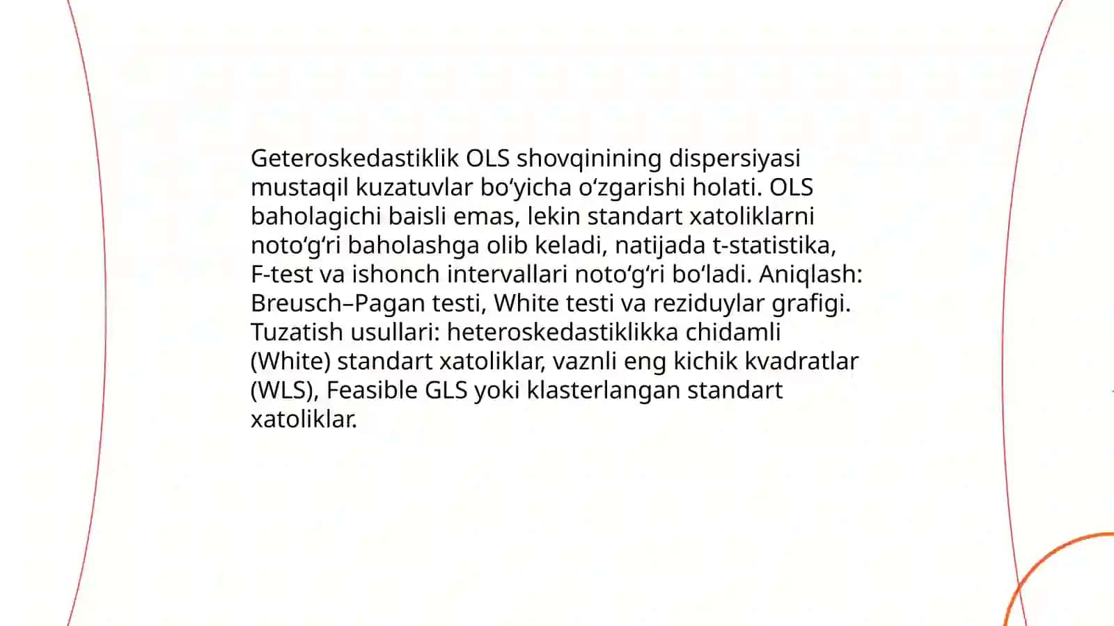 Ekonometrikada eng kichik kvadratlar usulidan foydalanish muammolari 4