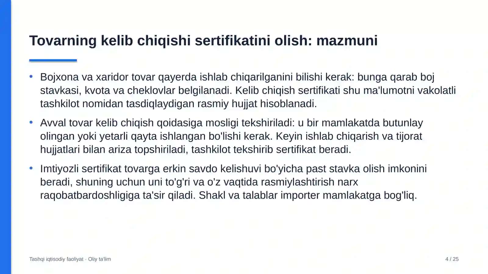Arxitektura byurolarida tovarning kelib chiqishi sertifikatini olish 4