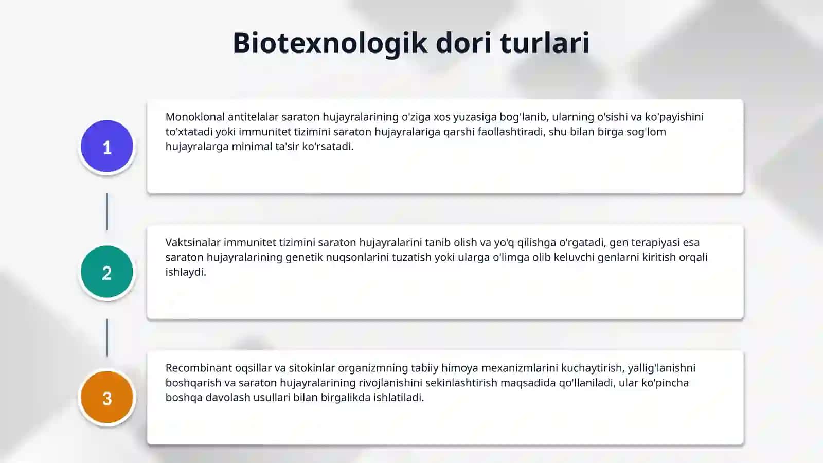 Onkologiyada qoʻllaniladigan biotexnologik dori vositalari 4