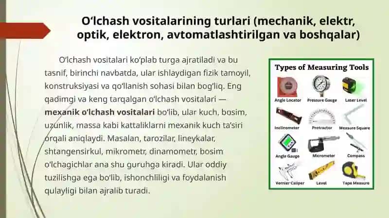 O‘lchash vositalarining turlari va sinflanishi 4