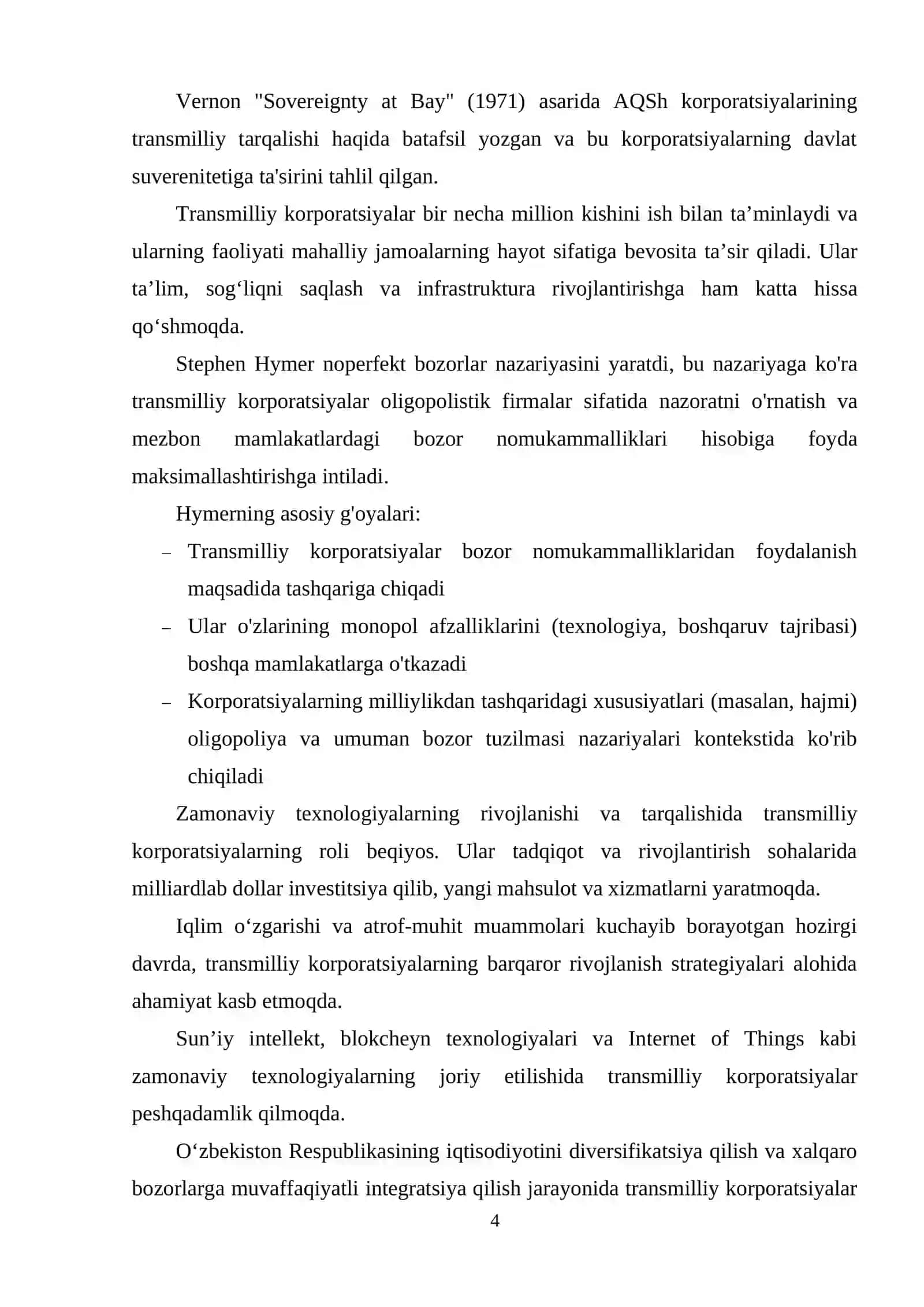 JАHОN IQTISОDIYОTIDА TRАNSMILLIY KОRPОRАTSIYАLАRNING TUTGАN О‘RNI VА RIVОJLАNISH TЕNDЕNSIYАLАRI 4