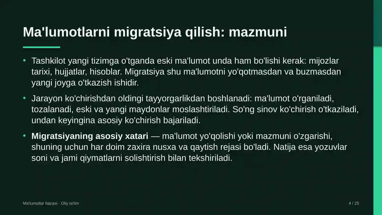 Elektronika do'konlarida ma'lumotlarni migratsiya qilish 4