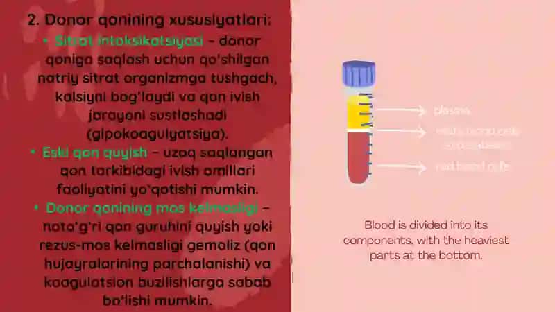 Qon quyishda koagulyatsion buzilishlar: sabablari, tuzatish tamoyillari 4