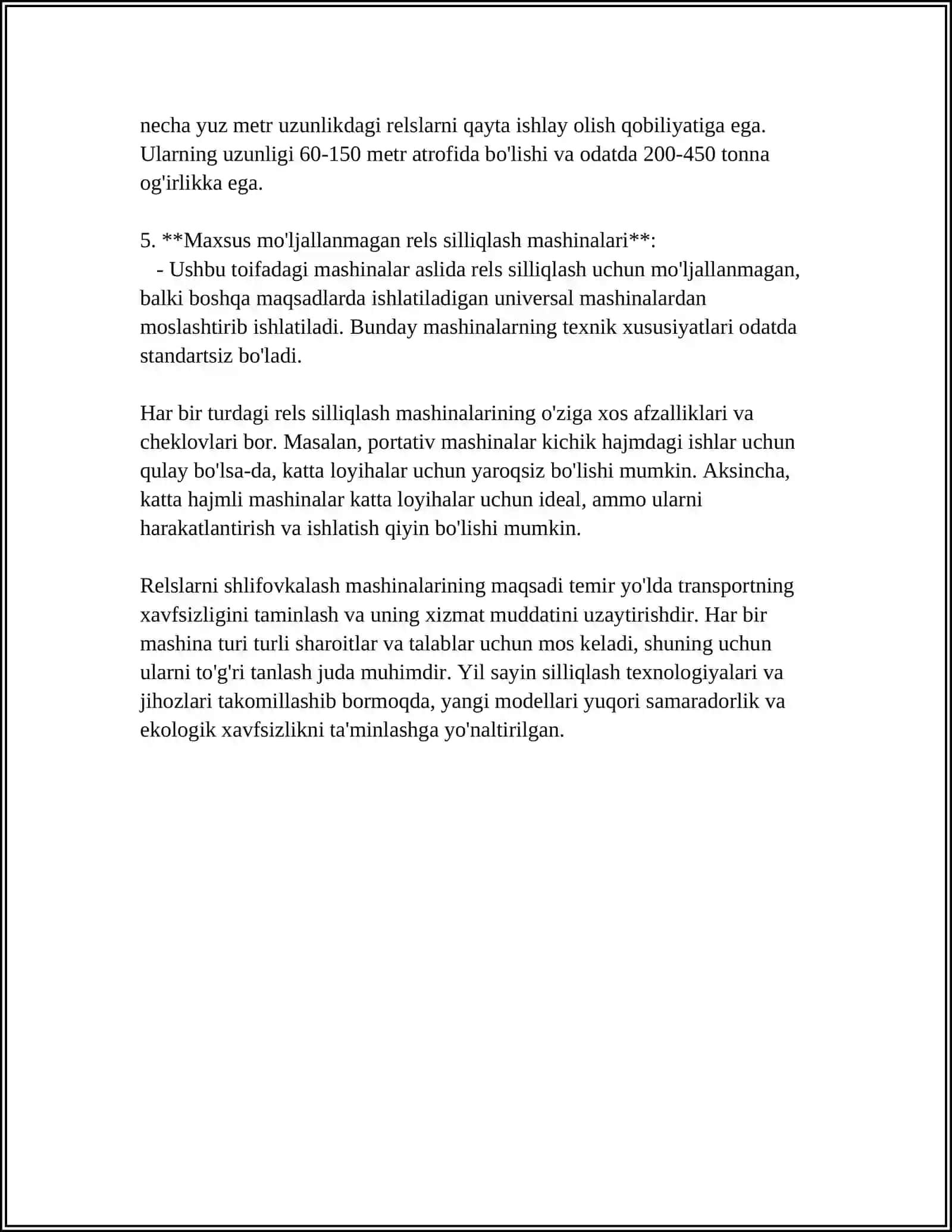 RELSLARNI VA STRELKALI O'TKAZGICHLARNI SHLIFOVKALASH MASHINALARI 4