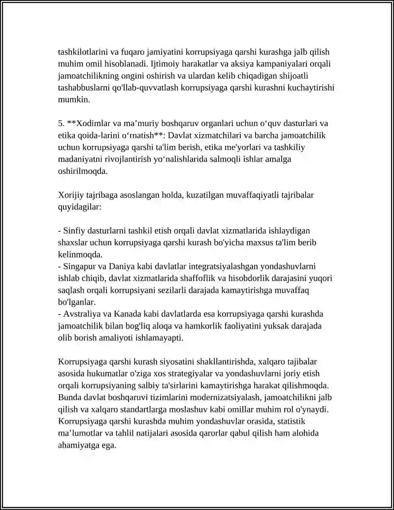 KORRUPTSIYAGA QARSHI KURASH SIYOSATINING TENDENTSIYASI VA XORIJIY TAJRIBA 4