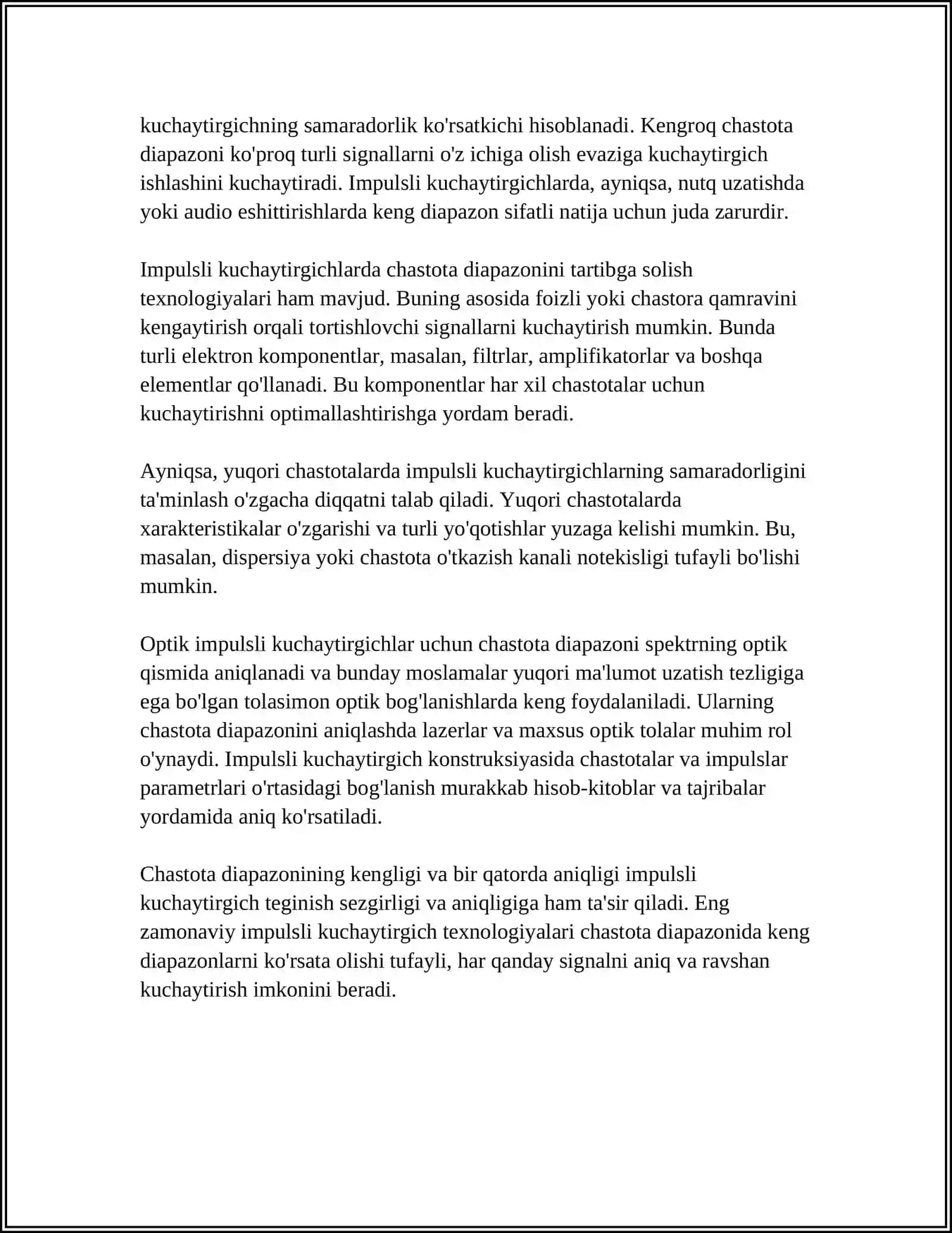 IMPULSLI KUCHAYTIRGICHNING XARAKTERISTIKALARI 4