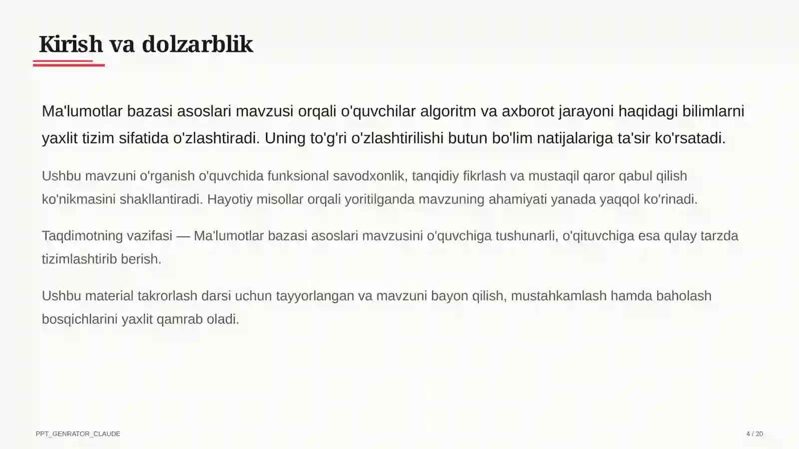 Ma'lumotlar bazasi asoslari (9-sinf) 4
