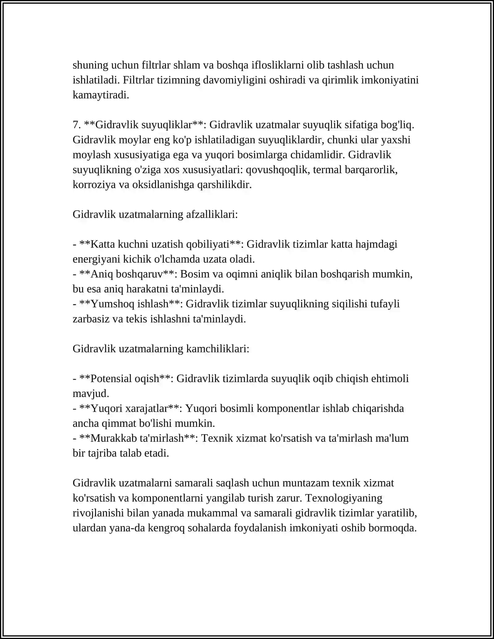 GIDRAVLIK UZUN VA QISQA QUVURLAR 4
