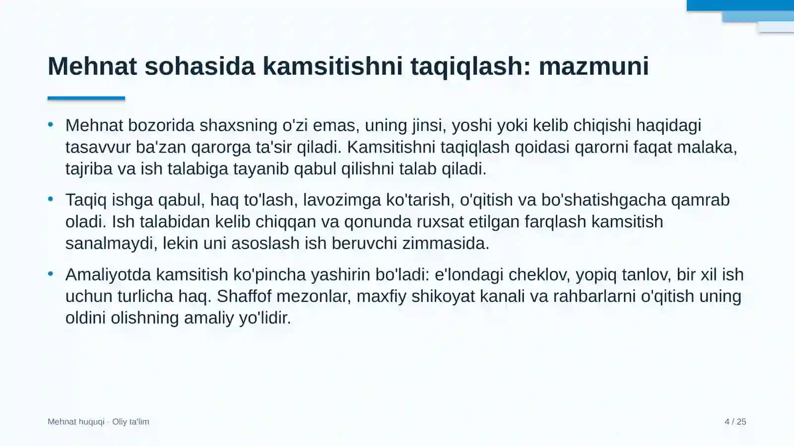 Eshik-rom ishlab chiqarish korxonalarida mehnat sohasida kamsitishni taqiqlash 4