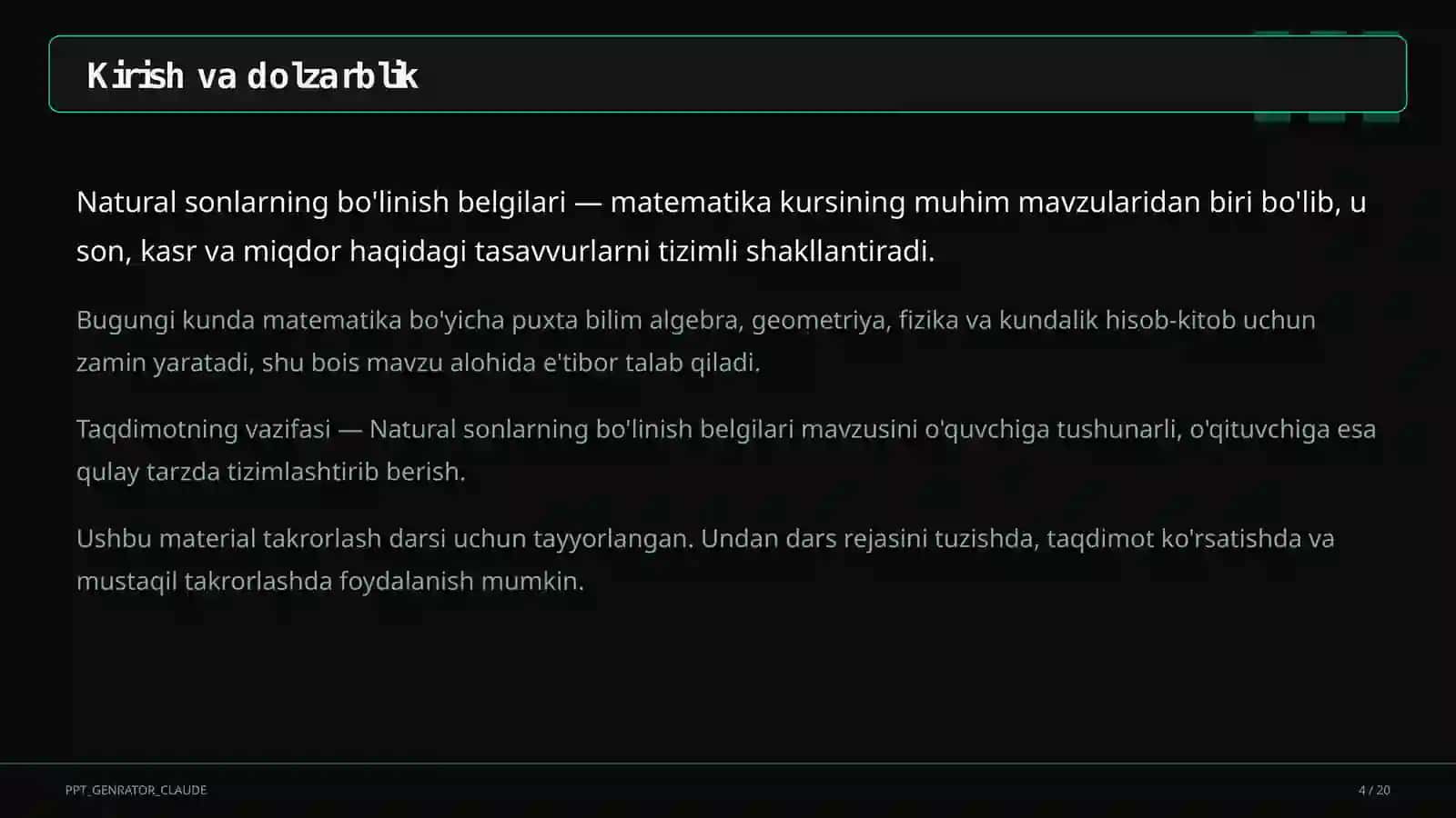 Natural sonlarning bo'linish belgilari (5-sinf) 4