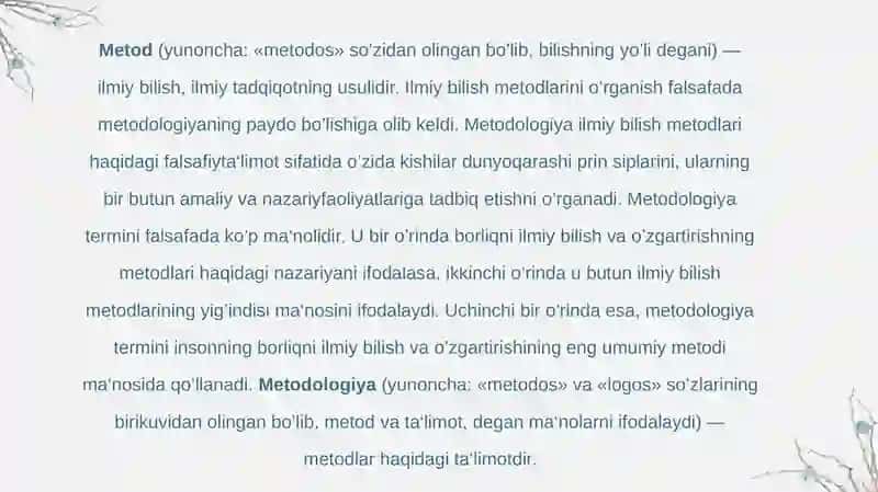 Falsafaning Metod, Qonun va Kategoriyalari 4