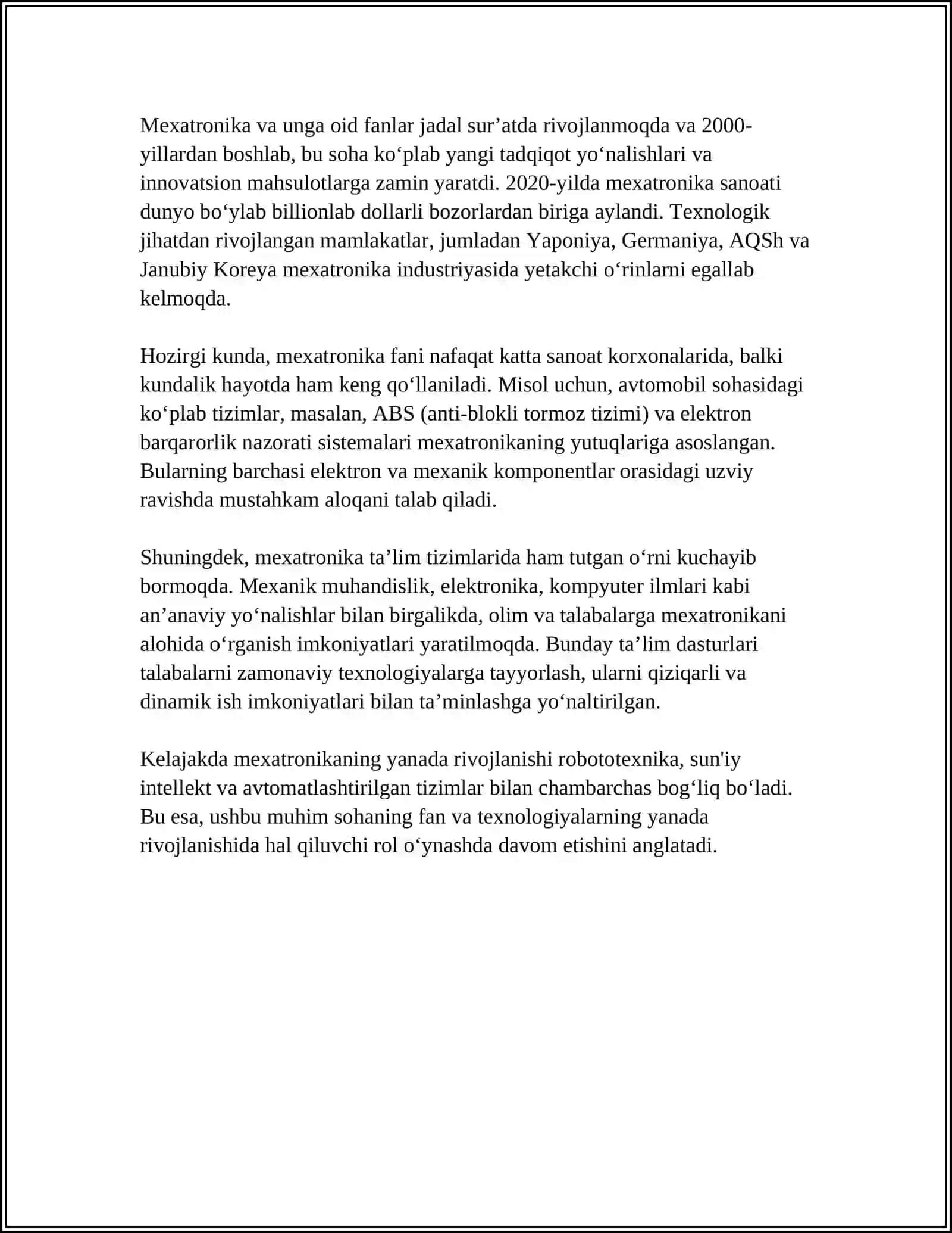 Mexatronikaning Tarixi 4