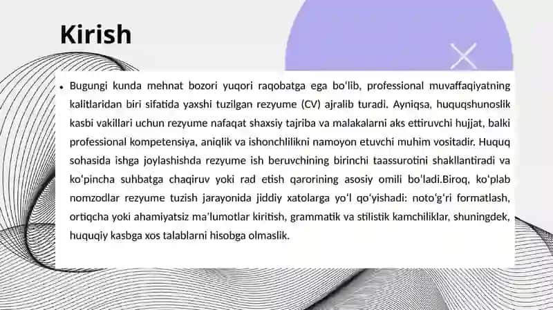 Rezyumet uzishda g'ixatolar. Huquqshunos rezyumesini tuzish uchun tavsiyalar 4