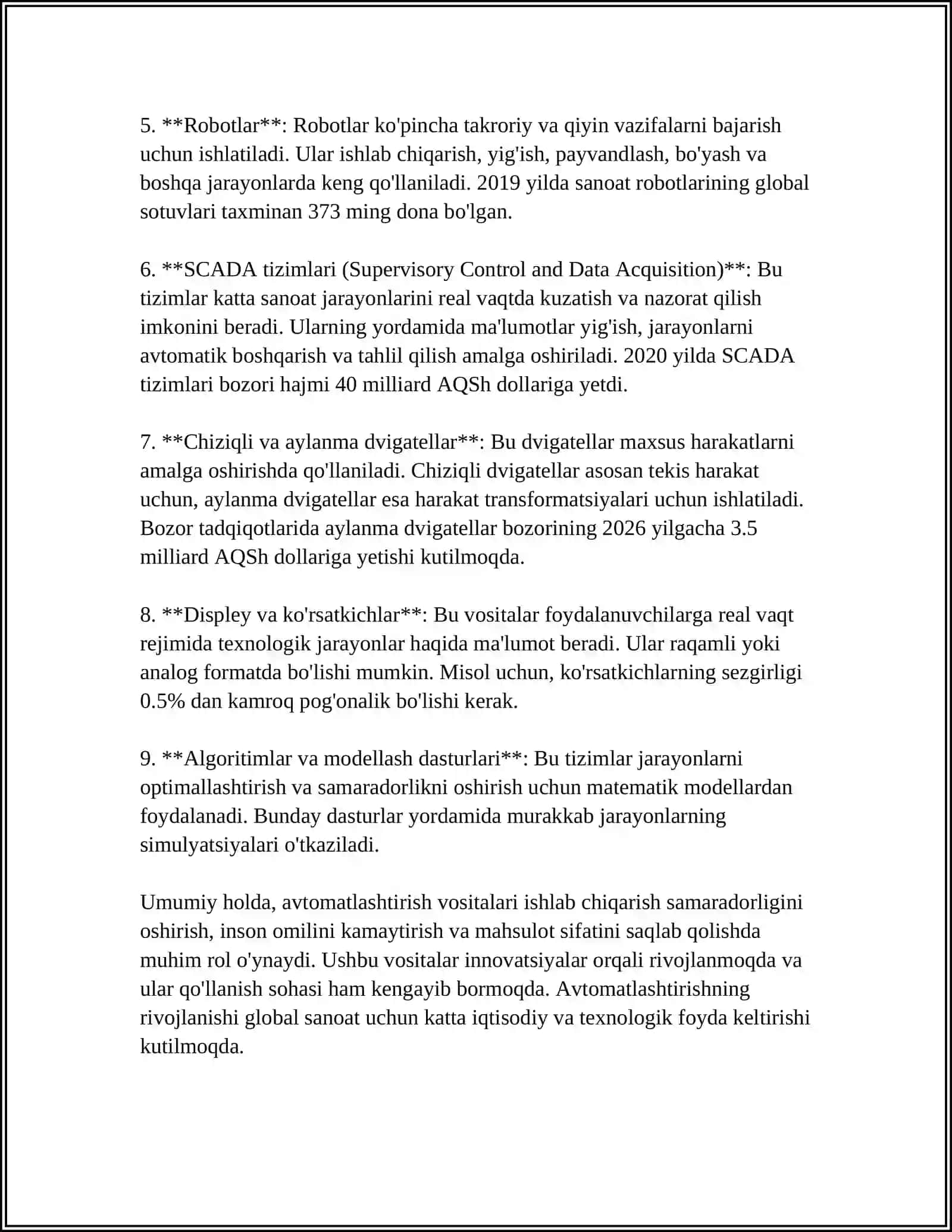 AVTOMATLASHTIRISH VOSITALARINI MONTAJ QILISH VA SOZLASH ISHLARI BO’YICHA UMUMIY TUSHUNCHALAR 4