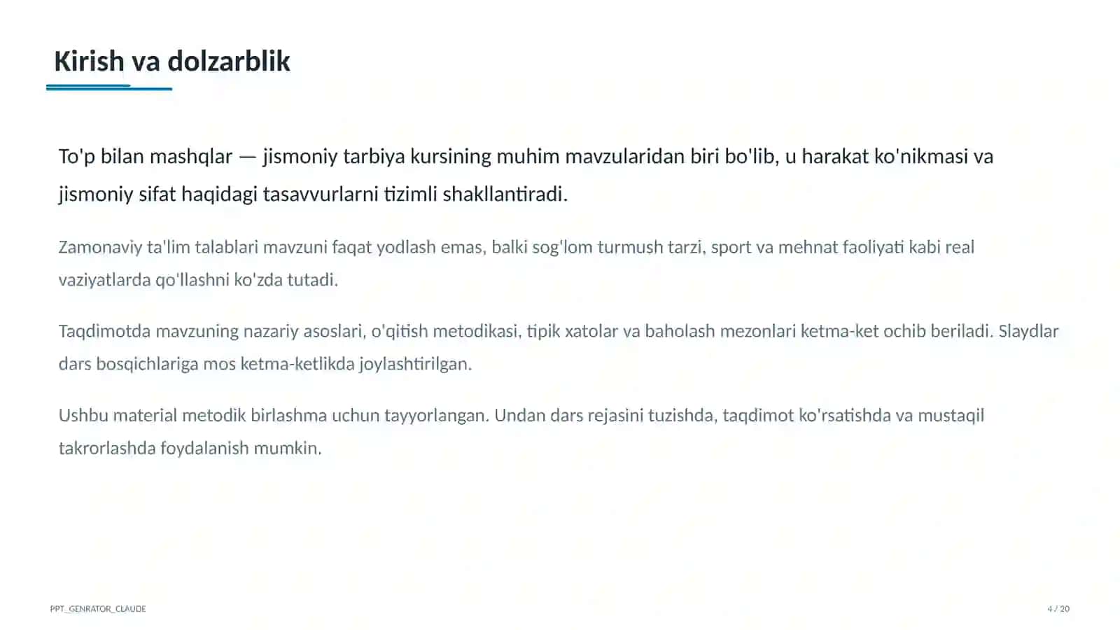 To'p bilan mashqlar (2-sinf) 4