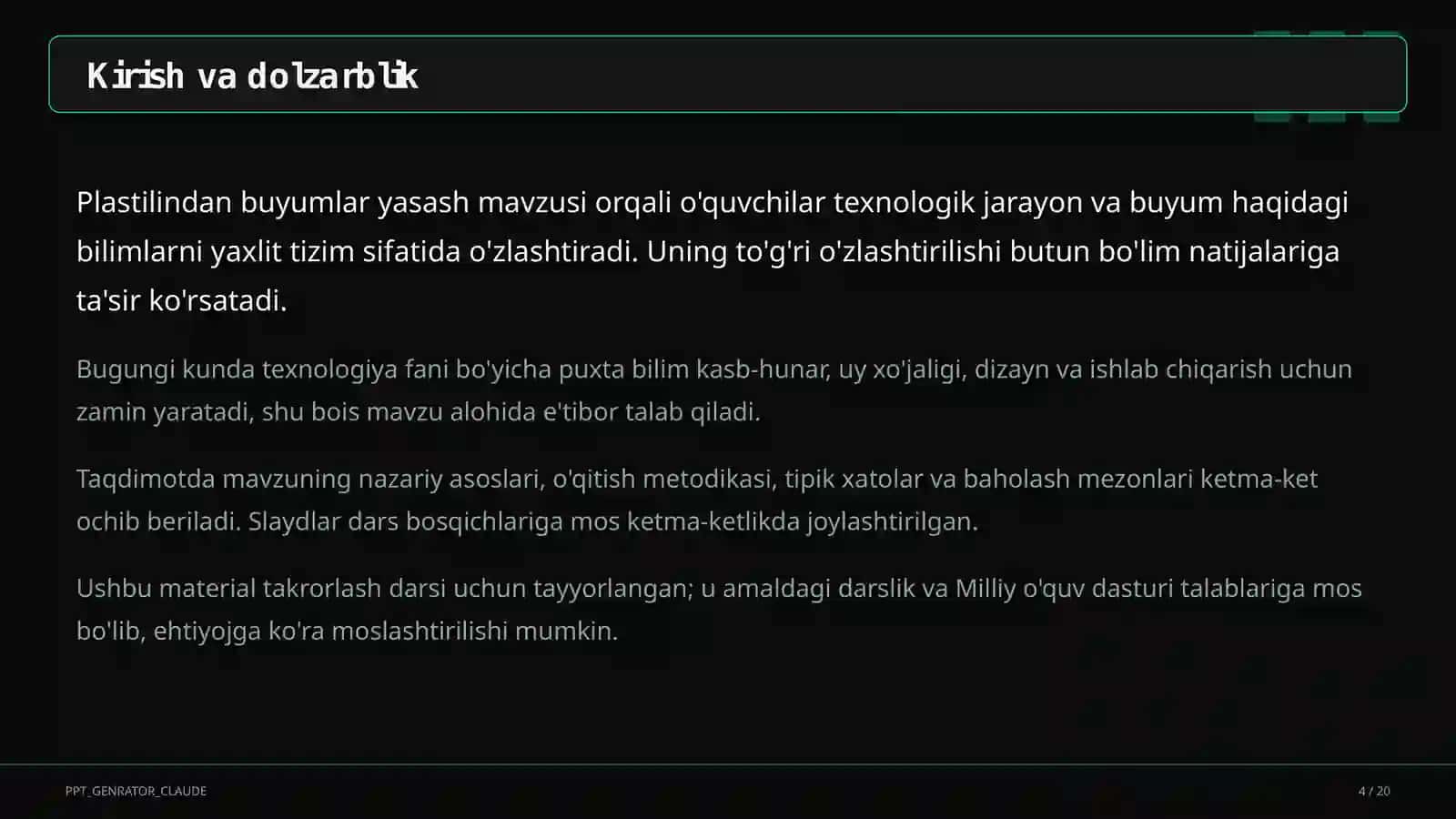 Plastilindan buyumlar yasash (1-sinf) 4