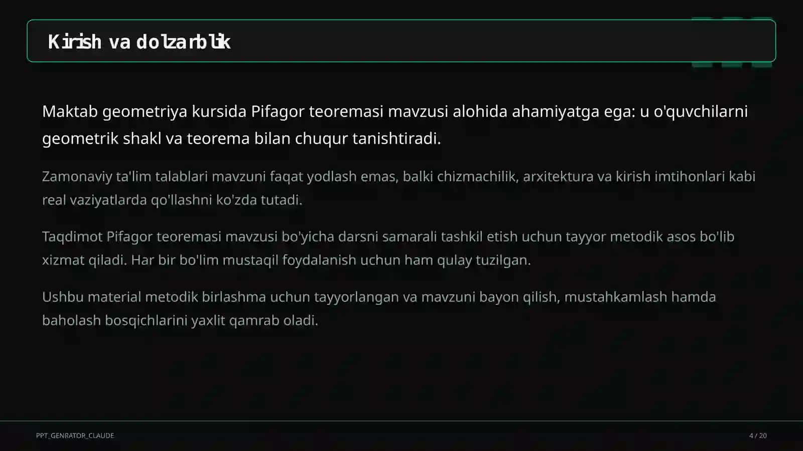 Pifagor teoremasi (8-sinf) 4