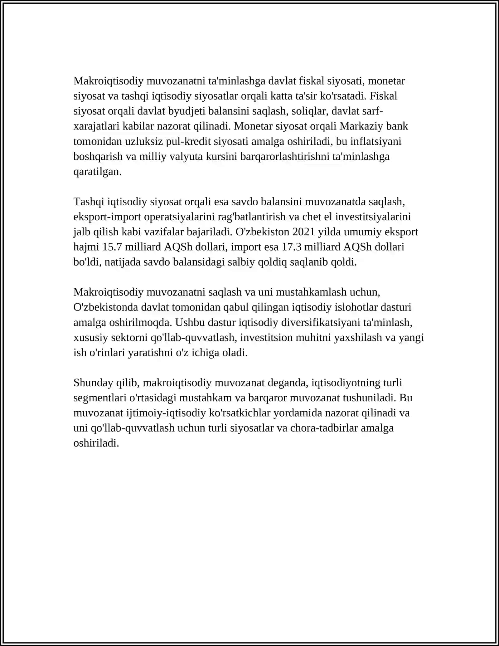 KEYNSNING TOVARLAR VA XIZMATLAR BOZORIDA MAKROIQTISODIY MUVOZANAT MODELI 4