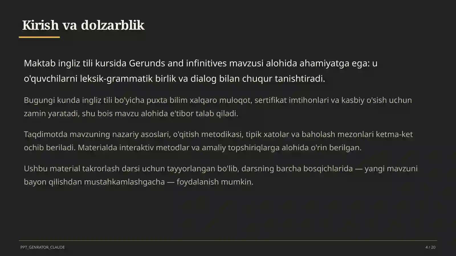 Gerunds and infinitives (11-sinf) 4