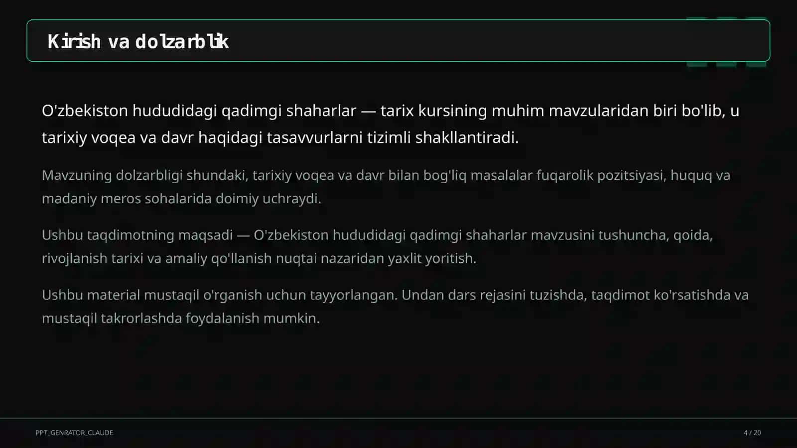 O'zbekiston hududidagi qadimgi shaharlar (5-sinf) 4