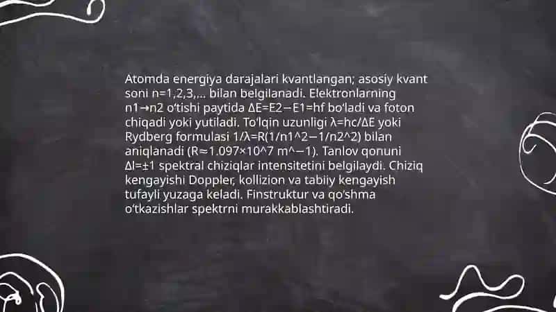 Atom spektroskopiyalarning nazariy asoslari va qo`llanilishi 4