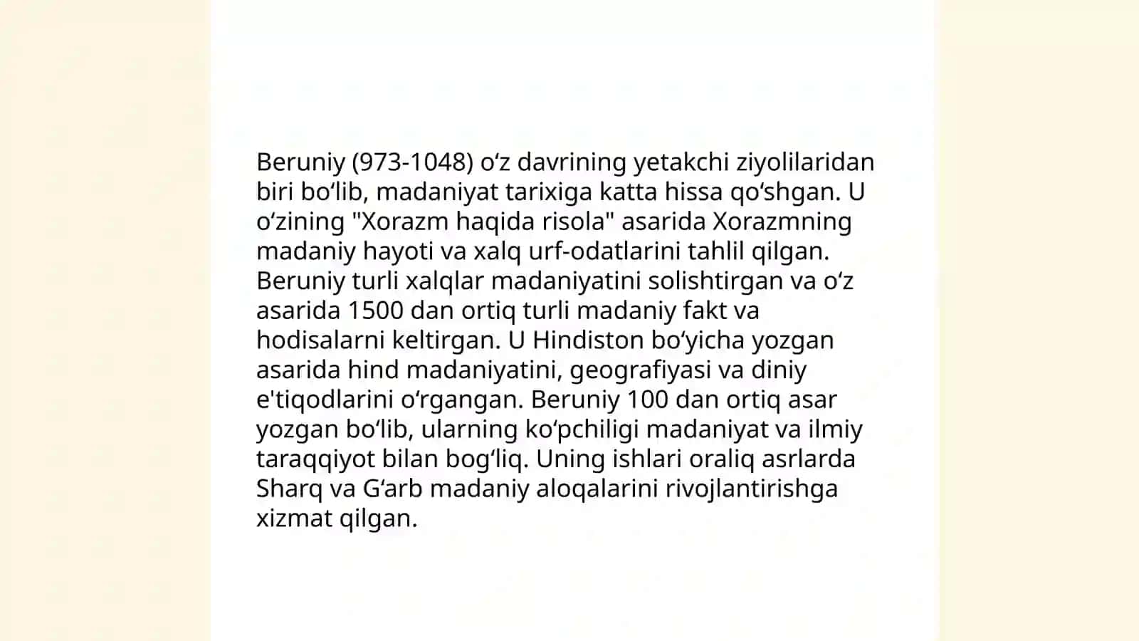 Abu Rayhon Beruniyning Asar al Boqiya va Hindiston asarlari haqida 4