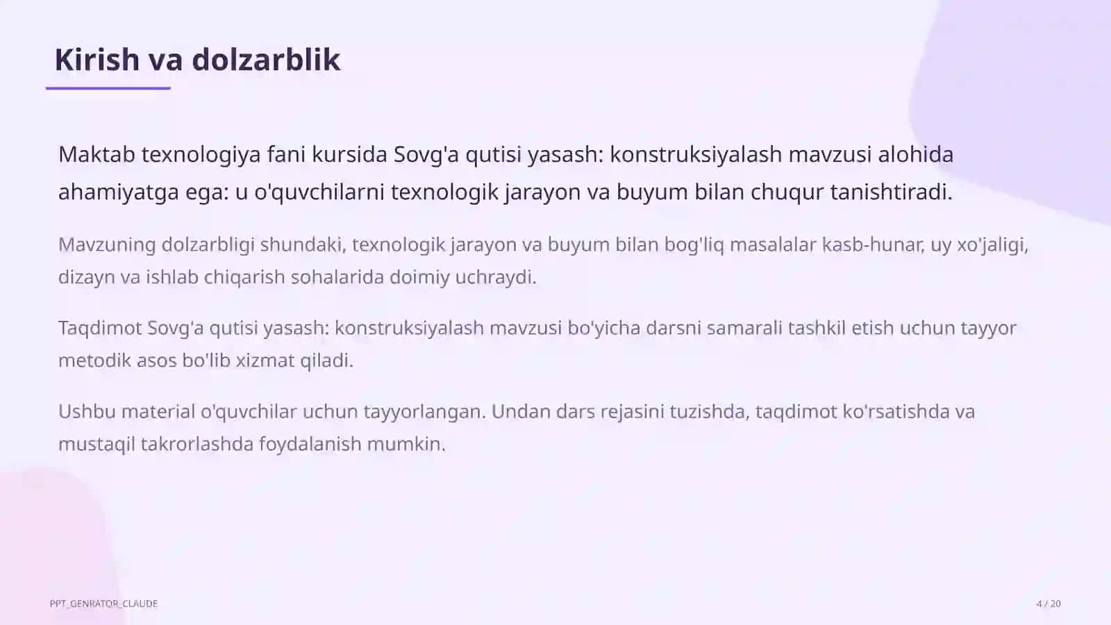 Sovg'a qutisi yasash: konstruksiyalash (3-sinf) 4