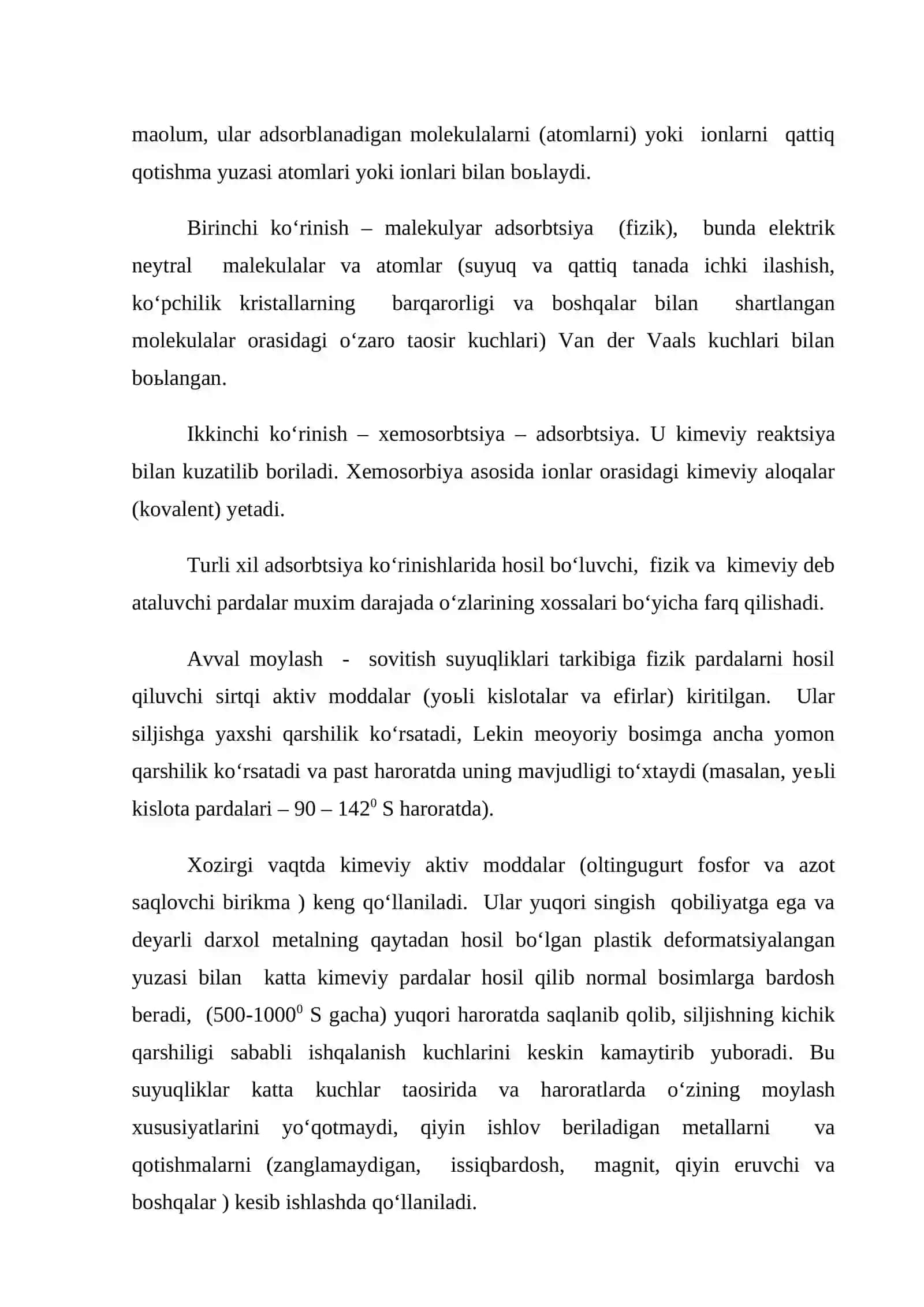 Dastgohlarni moylashning nazariy asoslari va uning ahamiyati 4