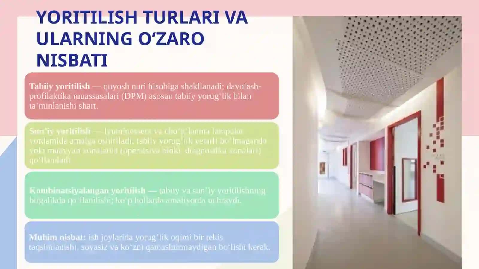Kasalxona xonalarida yoritilishning gigiyenik ahamiyati 4