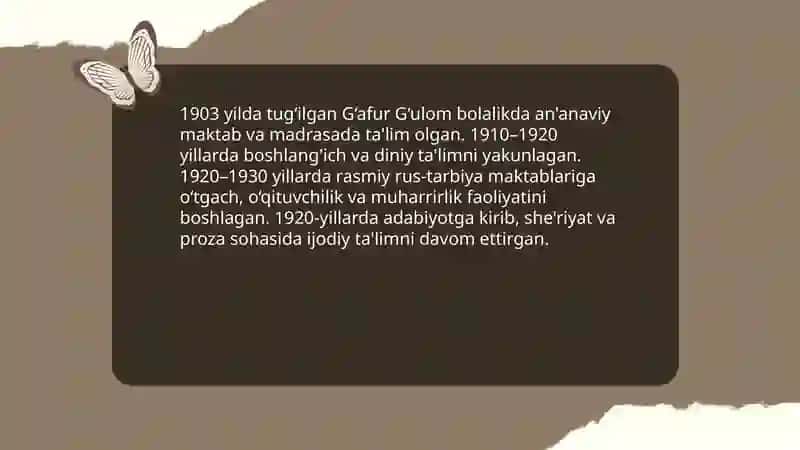G'afur G'ulom hayoti va ijodi 4