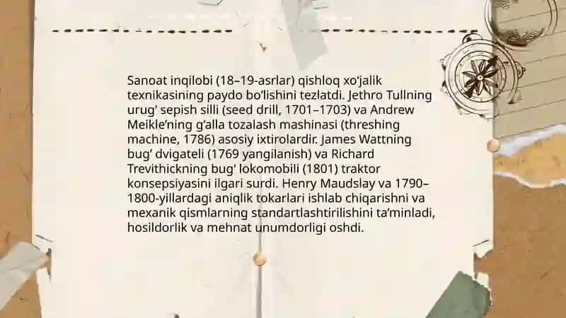 Yevropada qishloq xo‘jaligini mexanizatsiyalashning dastlabki tarixiy bosqichlari 4