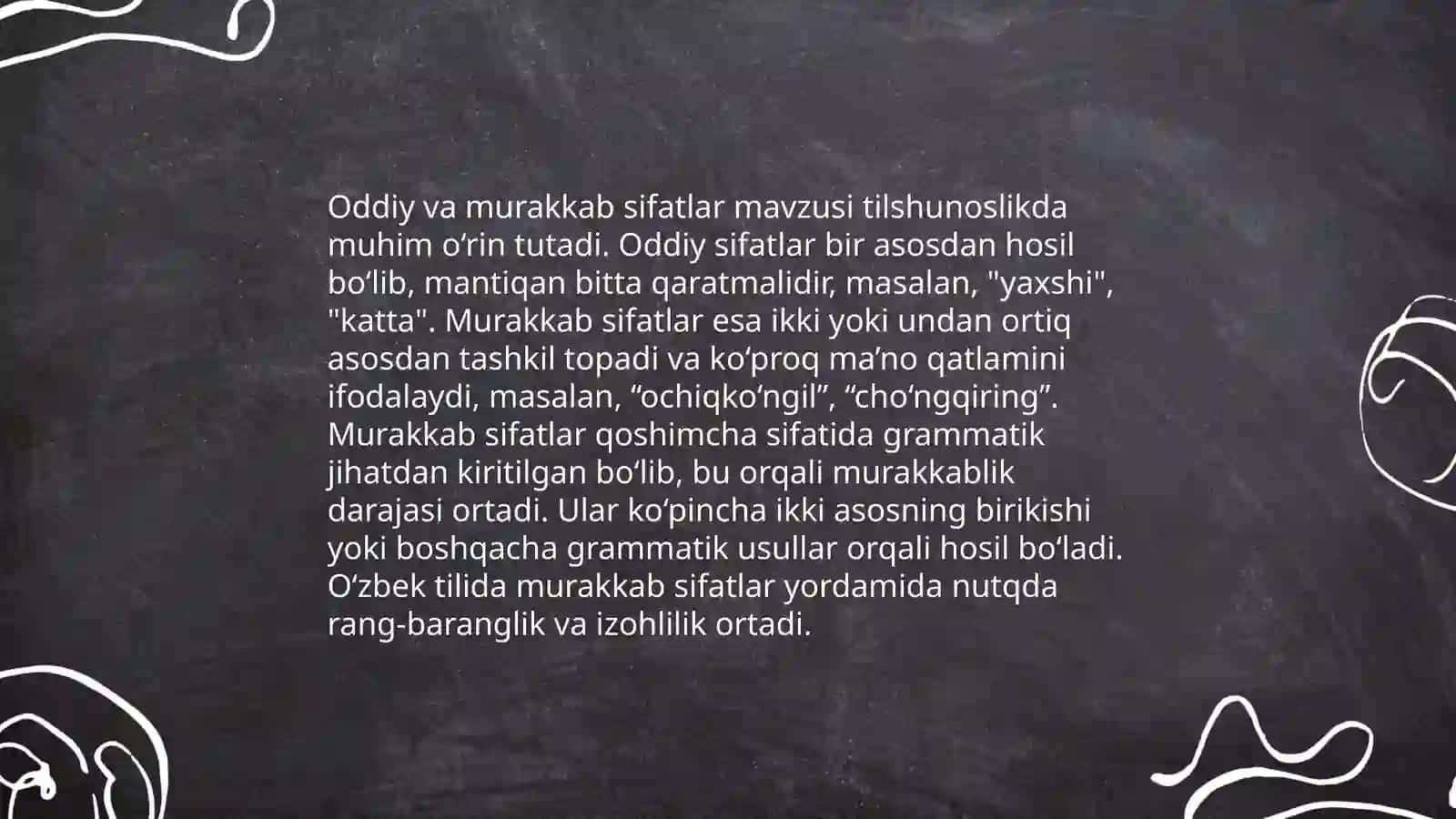 Sifatning maʼno turlari. sifatlarning yasalishi 4