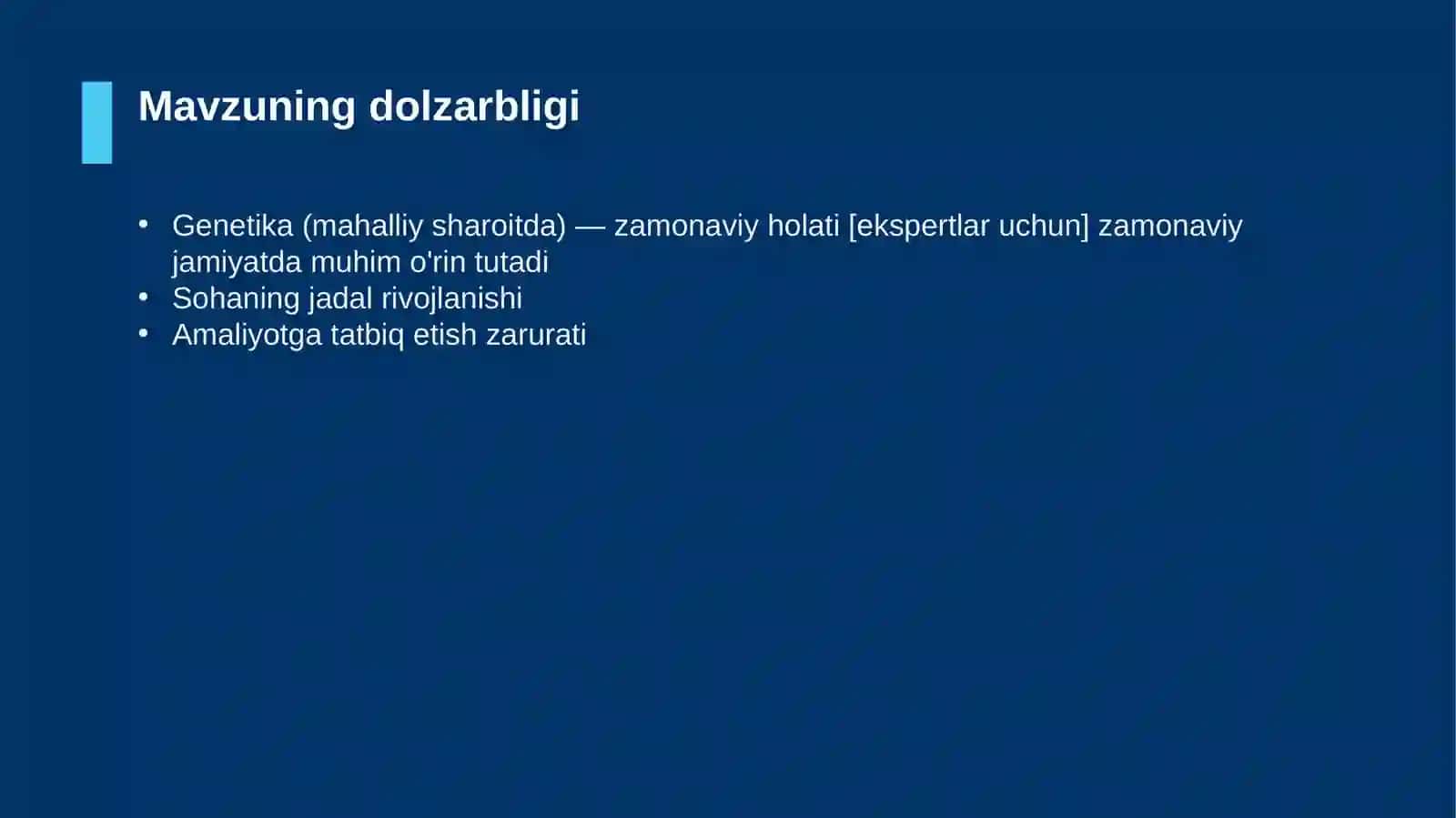 Genetika (mahalliy sharoitda) — zamonaviy holati [ekspertlar uchun] 4