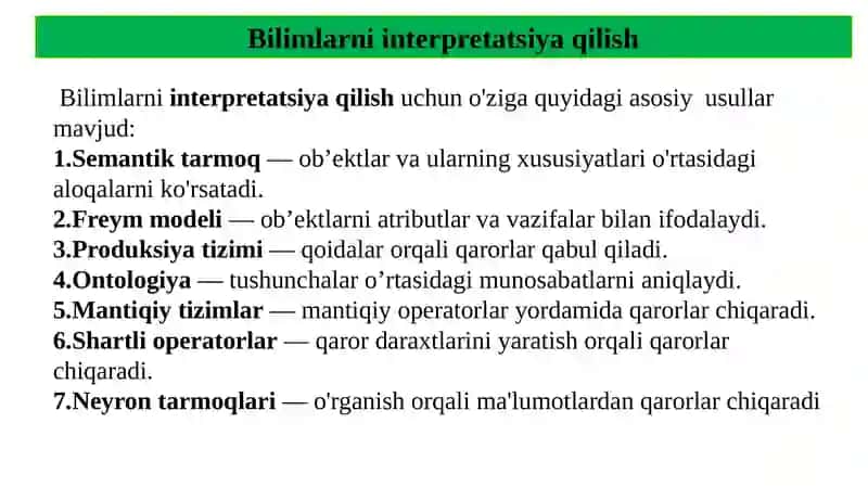 Bilimlarni taqdim etish 4