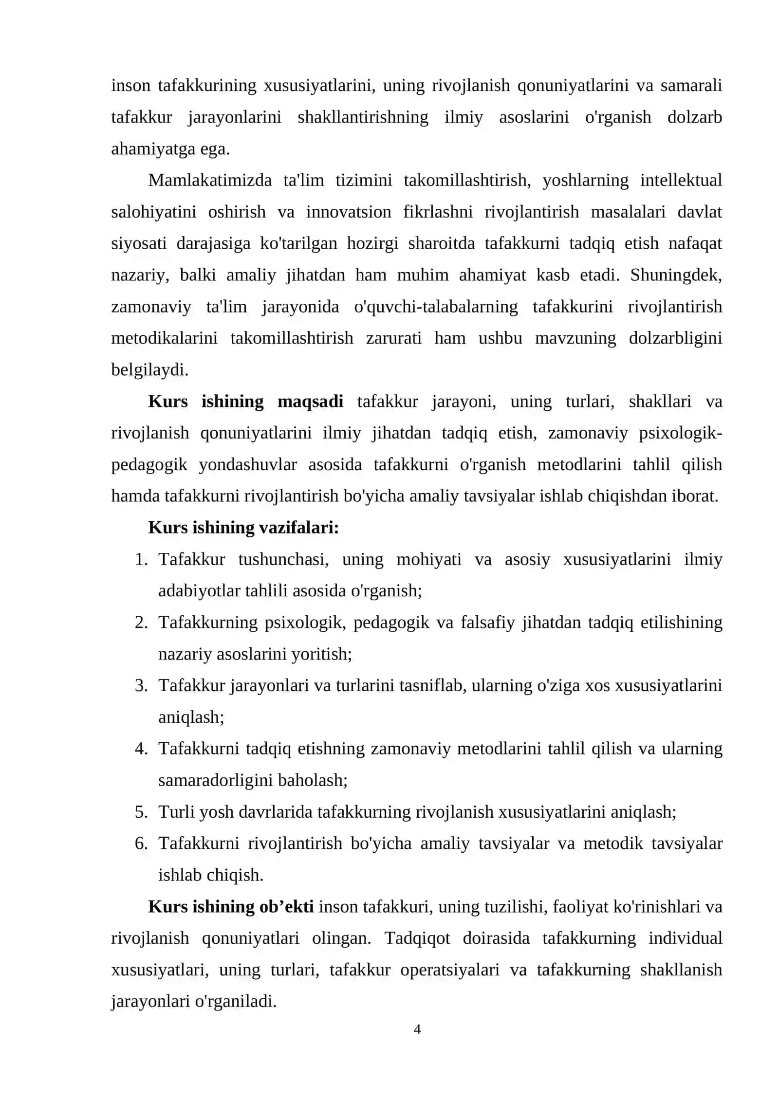 TAFAKKURNI TADQIQ ETISH 4