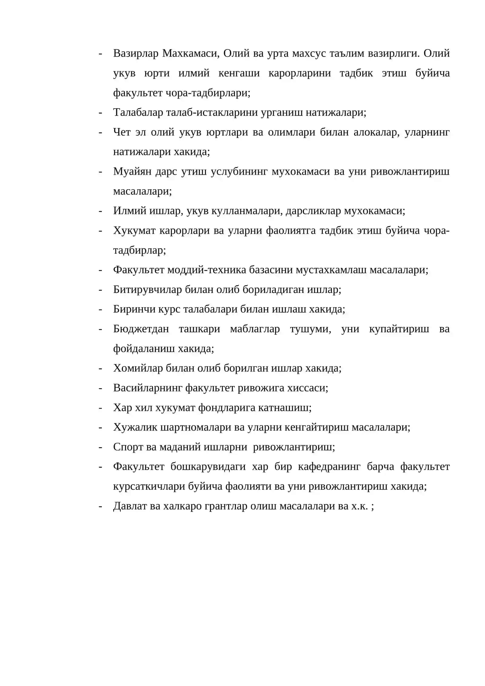Деканат фаолияти ва иш режаларини ташкил этиш 4