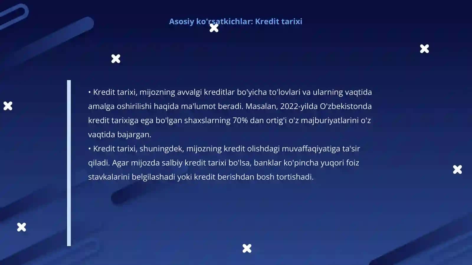 Mijozning kreditga loyaqatliligining asosiy va qoshimcha ko'rsatkichlari 4