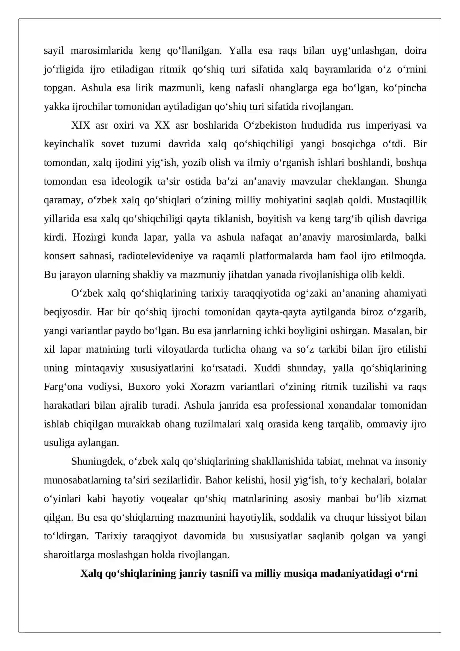 O‘zbek xalq qo‘shiqlari janrlari: lapar, yalla va ashulalarning shakl va mazmun xususiyatlari 4