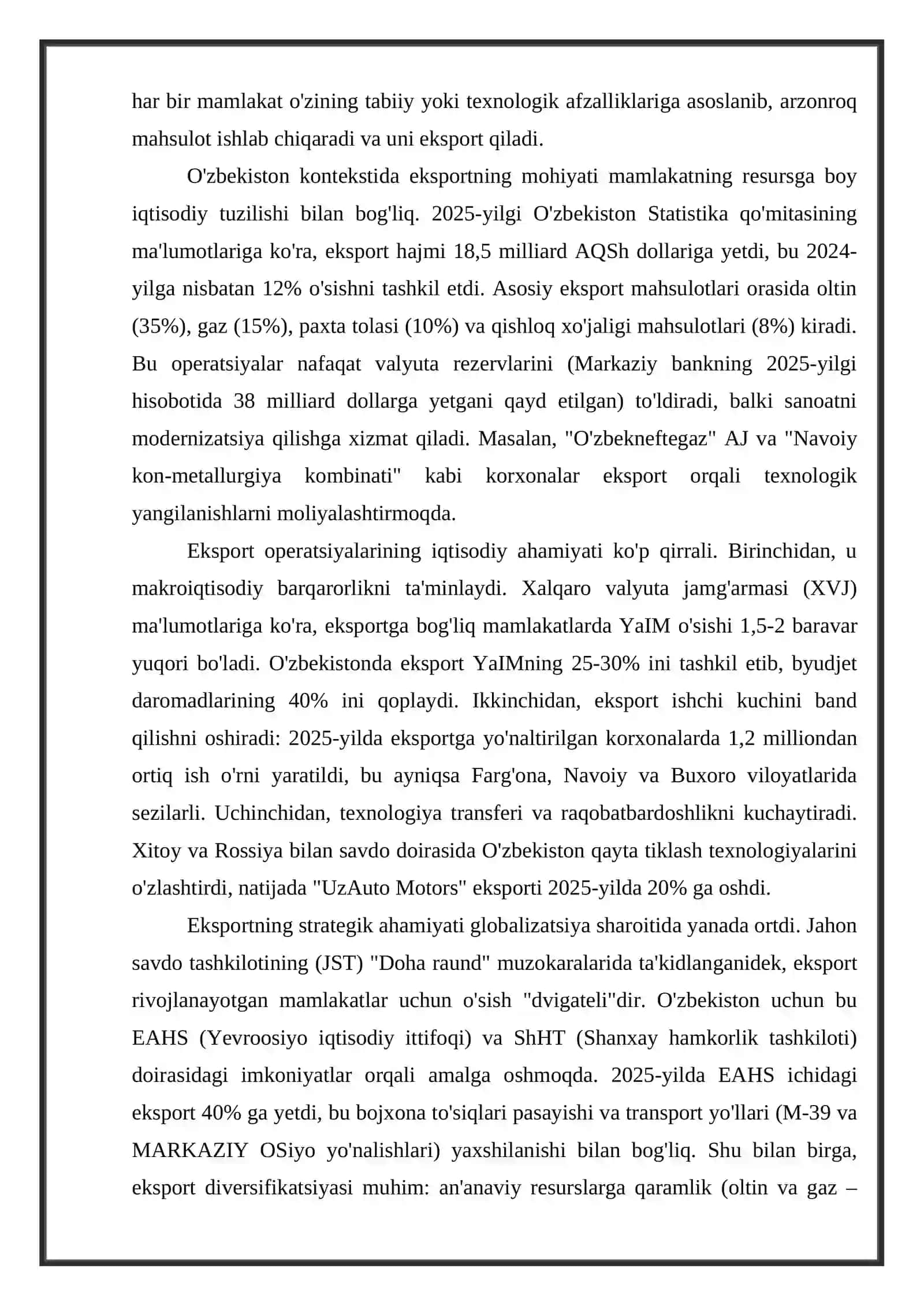 Eksport operatsiyalari tahlili 4