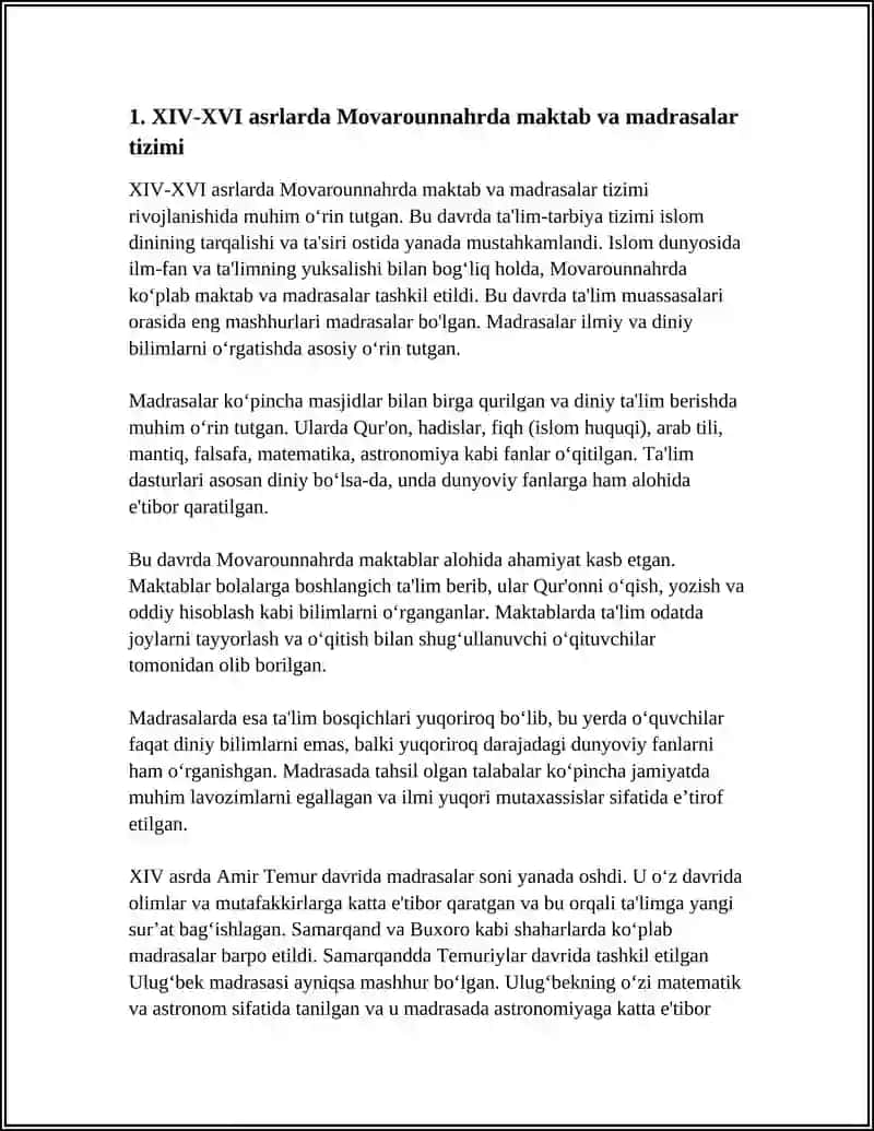 XIV-XVI ASRLARDA MOVAROUNNAHRDA TAʼLIM TARBIYA VA PEDAGOGIK FIKRLAR 4