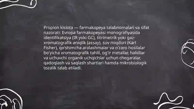 Evropa farmakopeyasining tarkibiga kirgan alifatik karbon kislotalar hosilalai va ularning tahlili 4